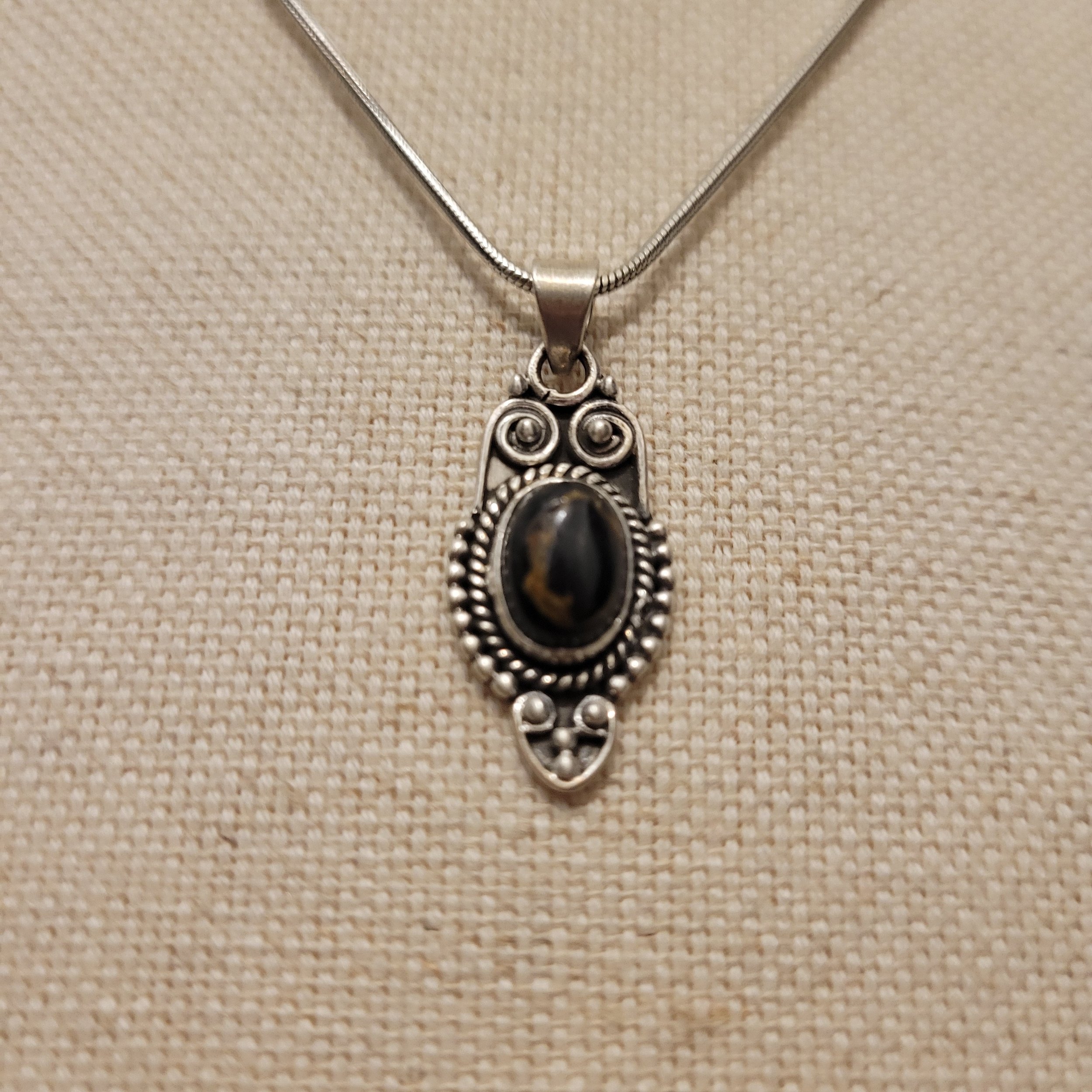 Dainty Sterling Silver Blackjack Turquoise Necklace