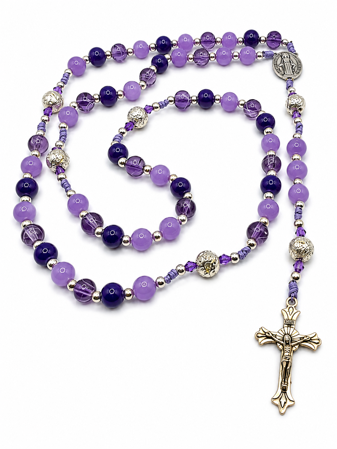 Amethyst Purple Silver Rosary