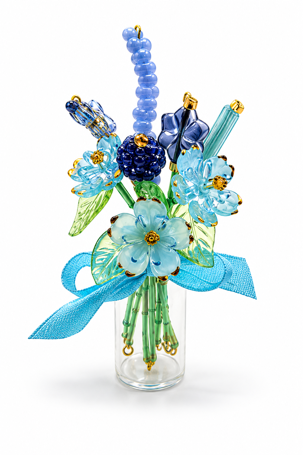 Heavenly Blue Glass Floral Bouquet