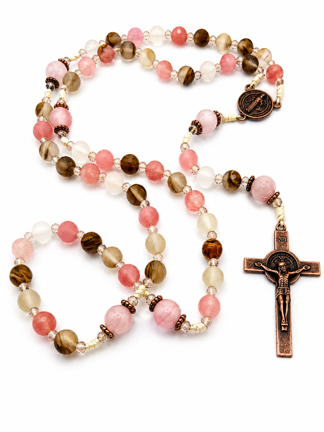 Blush Rose and Amber Rosary