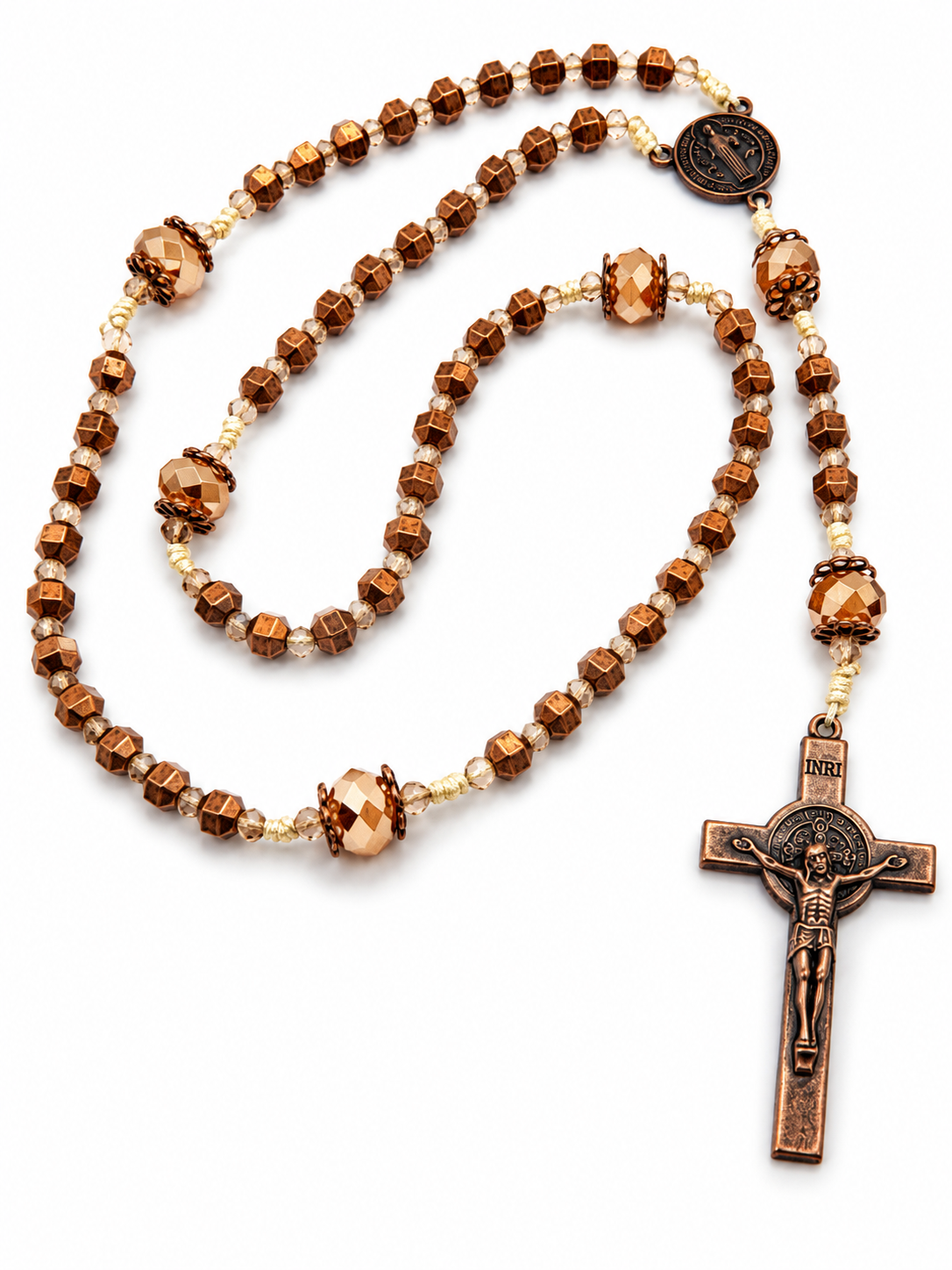 Copper Crystal Bead Rosary