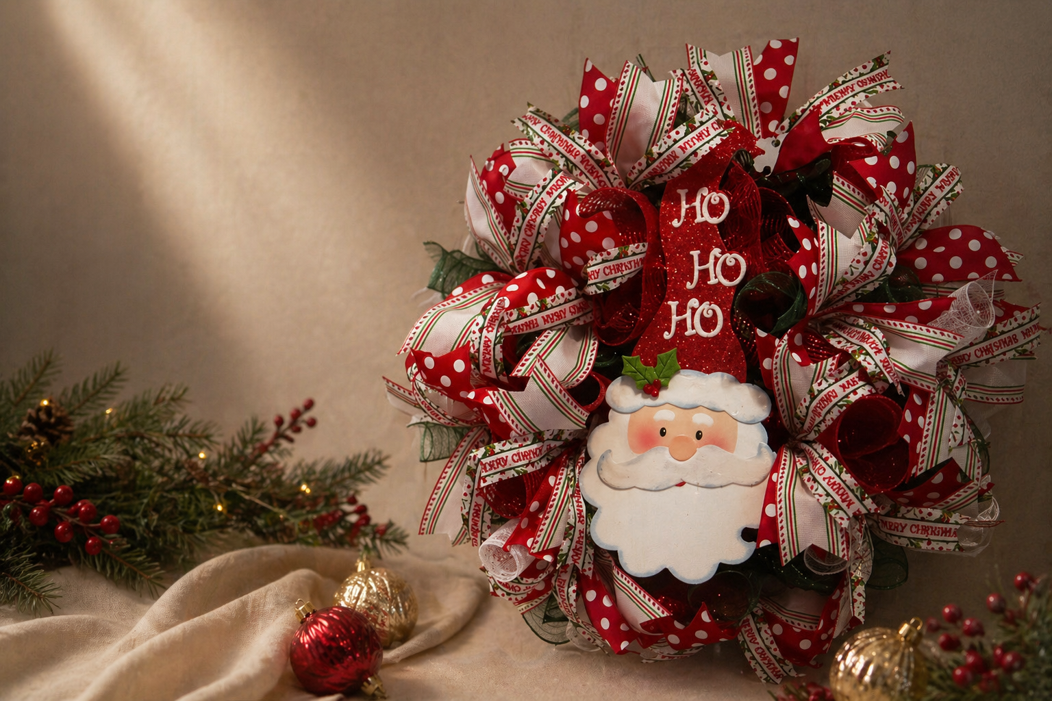 Ho Ho Santa Wreath