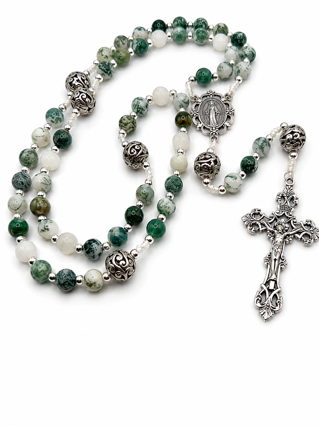 Green Moss Agate Style Rosary