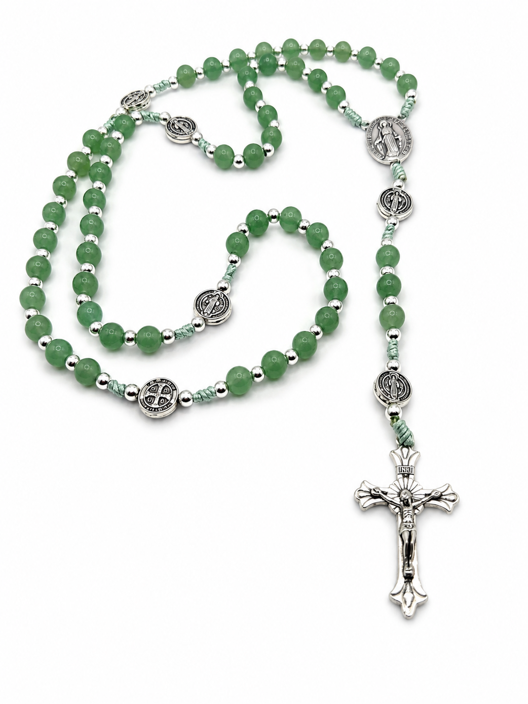 Green Silver Medal Rosary