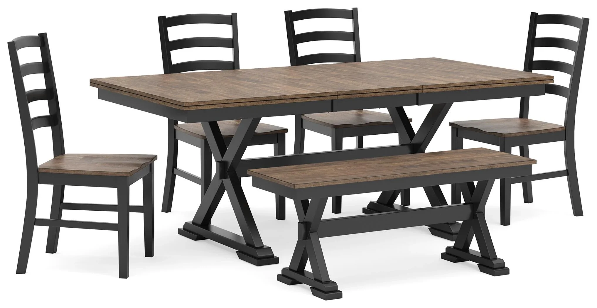 Wildenauer 6pc Dining Set (Table, 4 chairs, 1 bench)