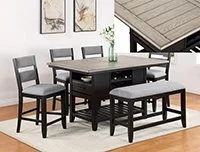 Frey 6pc Counter Dining Set (Table, 4 chairs, 1 bench)