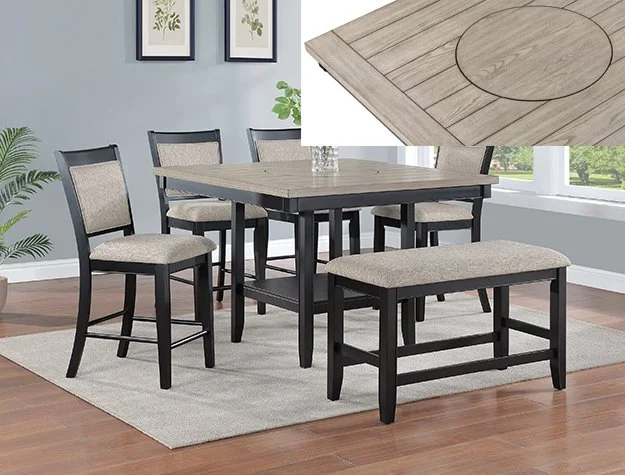 Fulton LG 6pc Counter Dining Set (Table, 4 chairs, 1 bench)