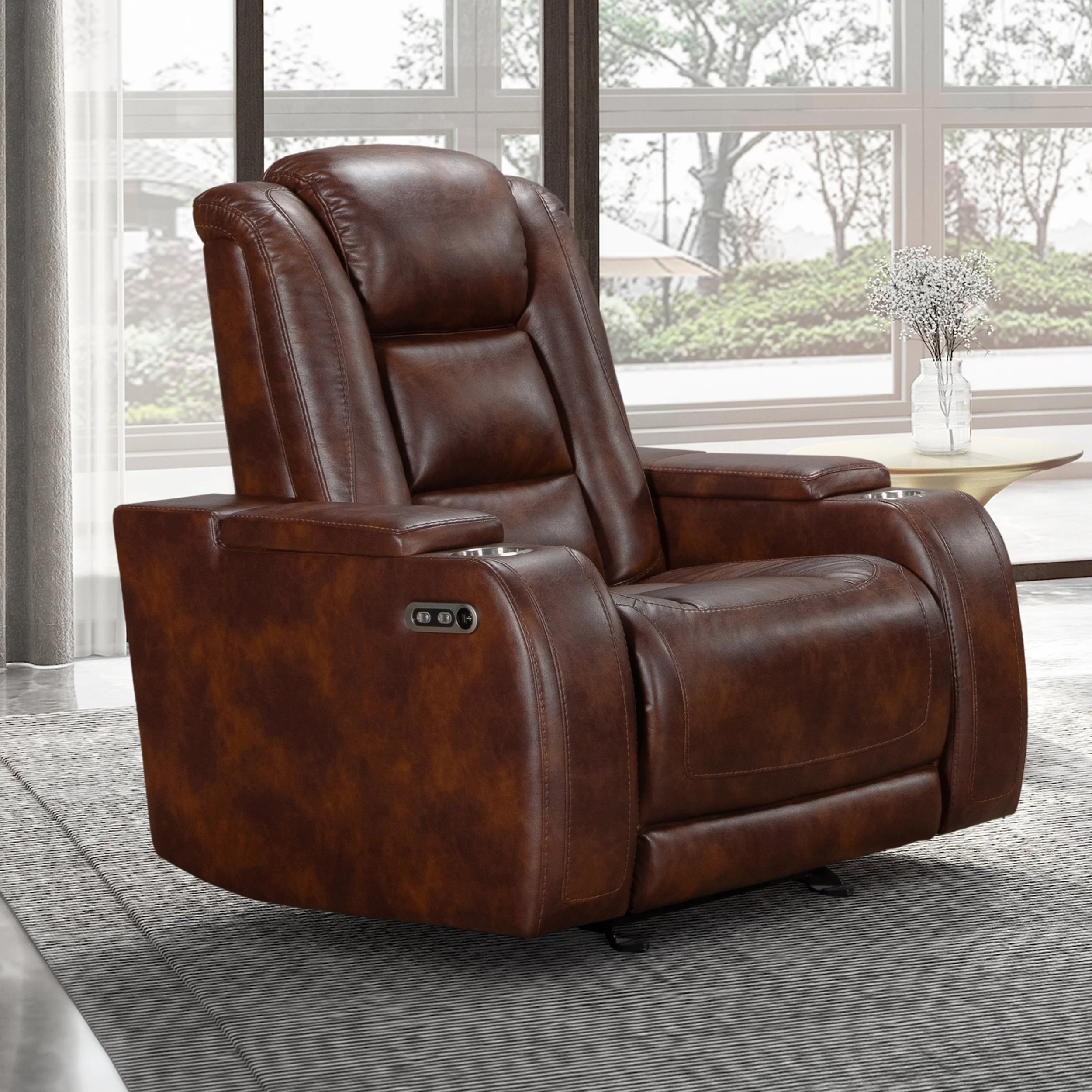 CHESTER GLIDER RECLINER-BROWN