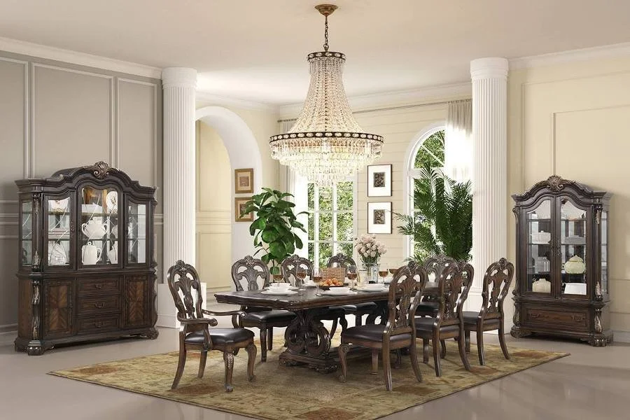 Leovanni 7pc Dining Set (Table, 4 side chairs, 2 arm chairs)
