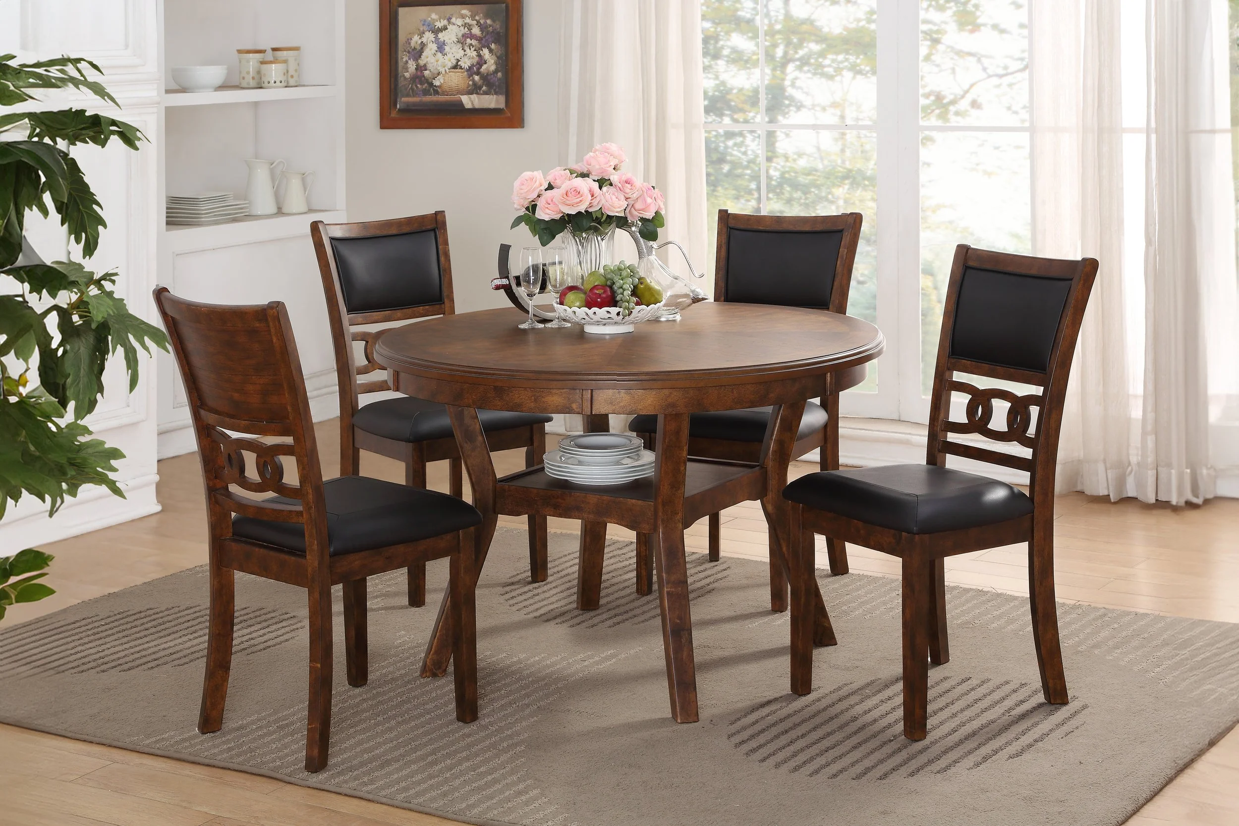 Gia Brown 5pc Dining Set (Table, 4 chairs)