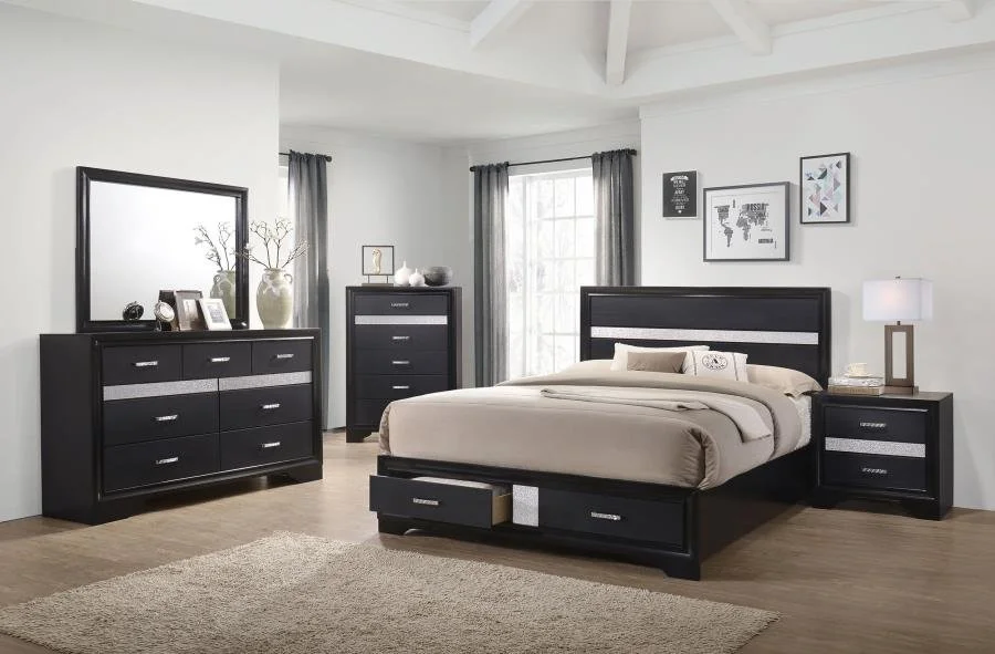 Miranda 4pc Bedroom Set (Bed, dresser & mirror, nightstand) White and Gray color available