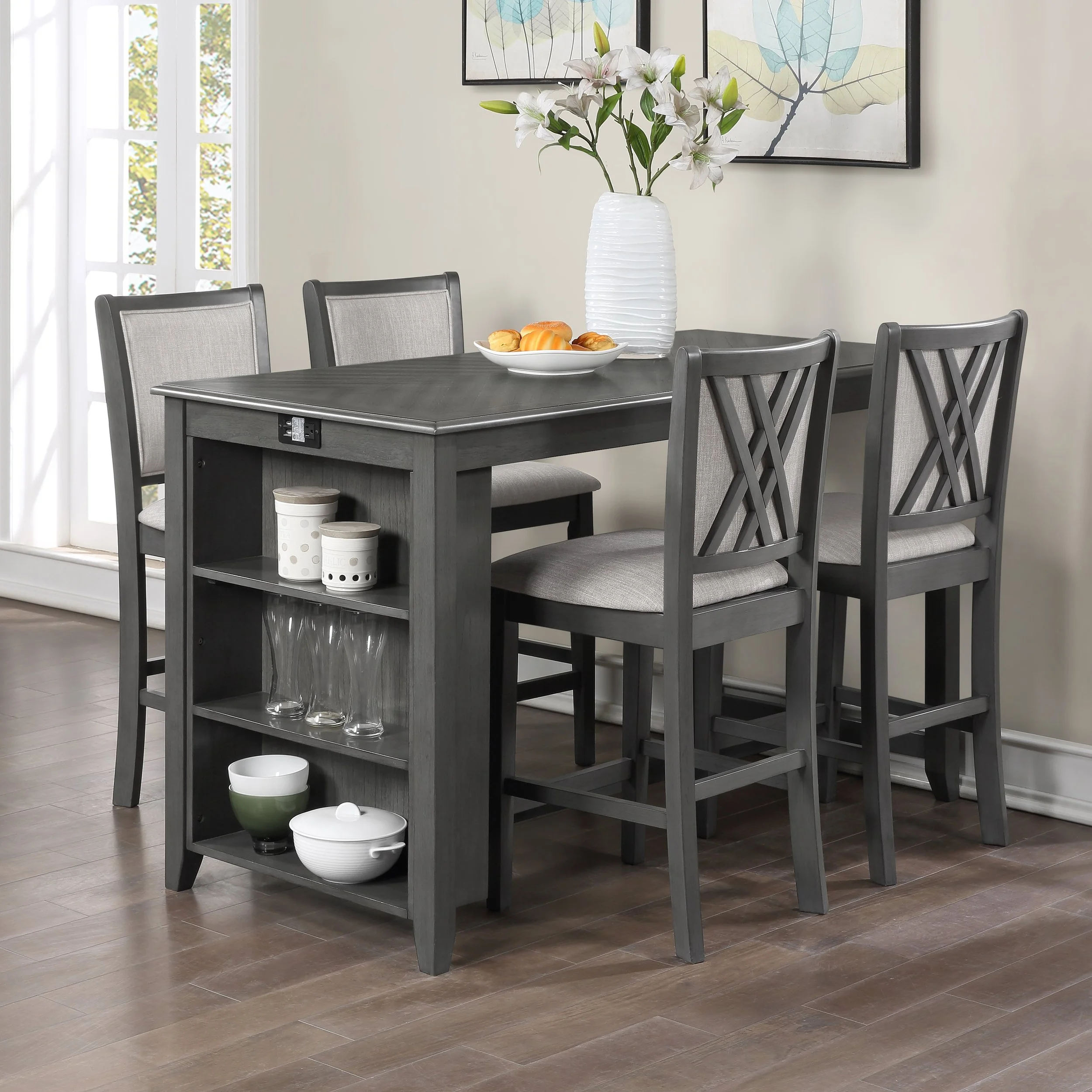 Amy Gry 5pc Dining Set (Table with 4 chairs)