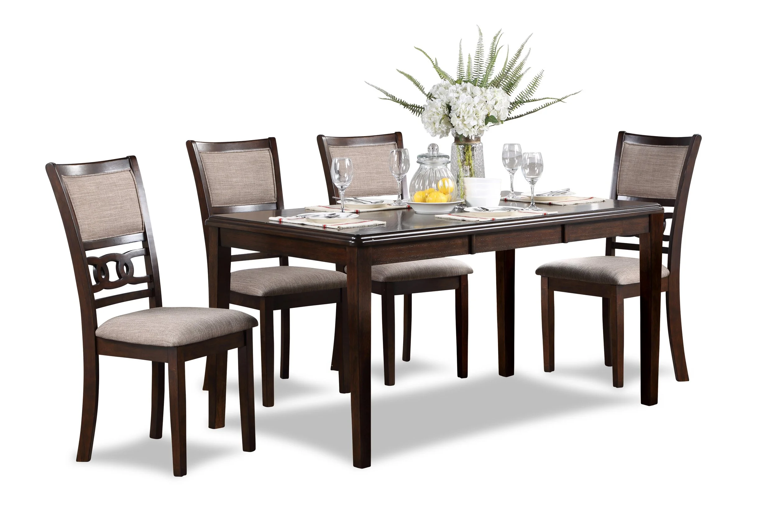 Gia Brown Cherry 5pc Dining Set (Table, 4 chairs)