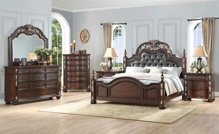 Maximus 4pc  Bedroom Set (Bed, dresser & mirror, nightstand)