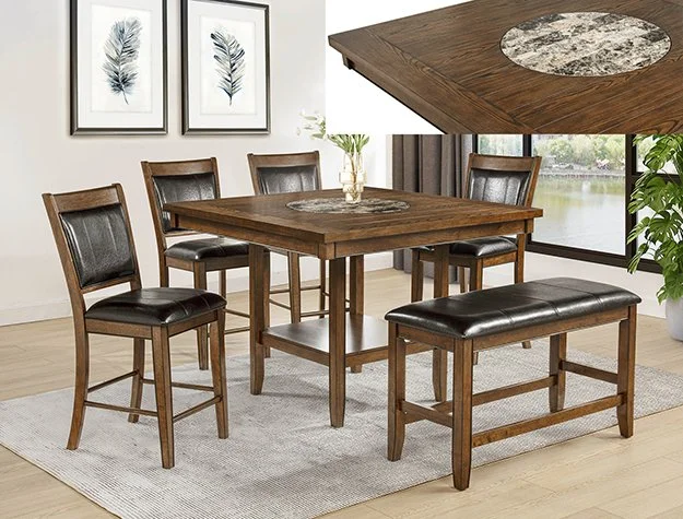Fulton V 6pc Counter Dining Set (Table, 4 chairs, 1 bench)