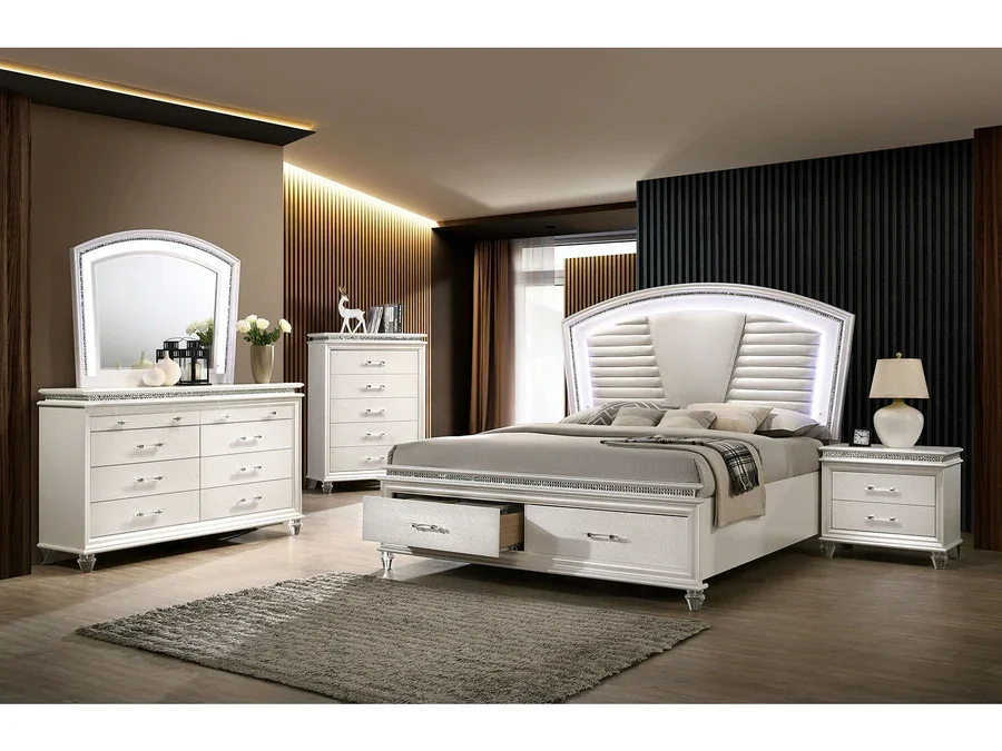 Maddie 4pc Bedroom Set (Bed, dresser & mirror, nightstand)