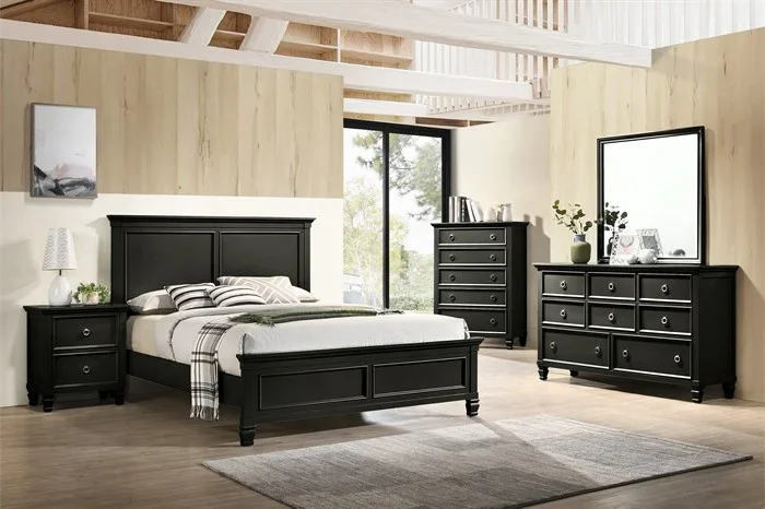 Tamarack Black 4pc Queen Bedroom Set (Bed, dresser & mirror, nightstand)
