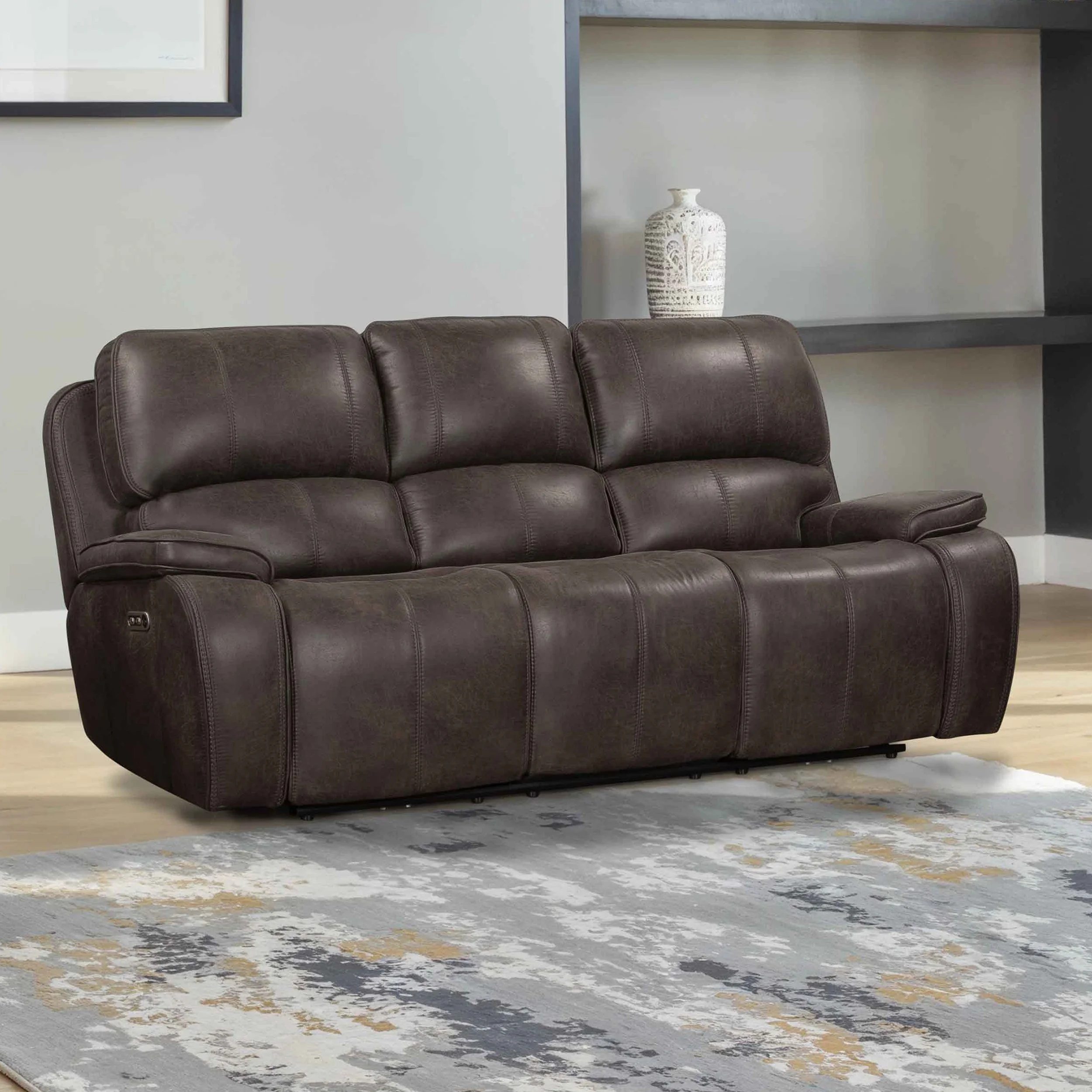 BROOKINGS SOFA W/DUAL RECLINER-CHARCOAL