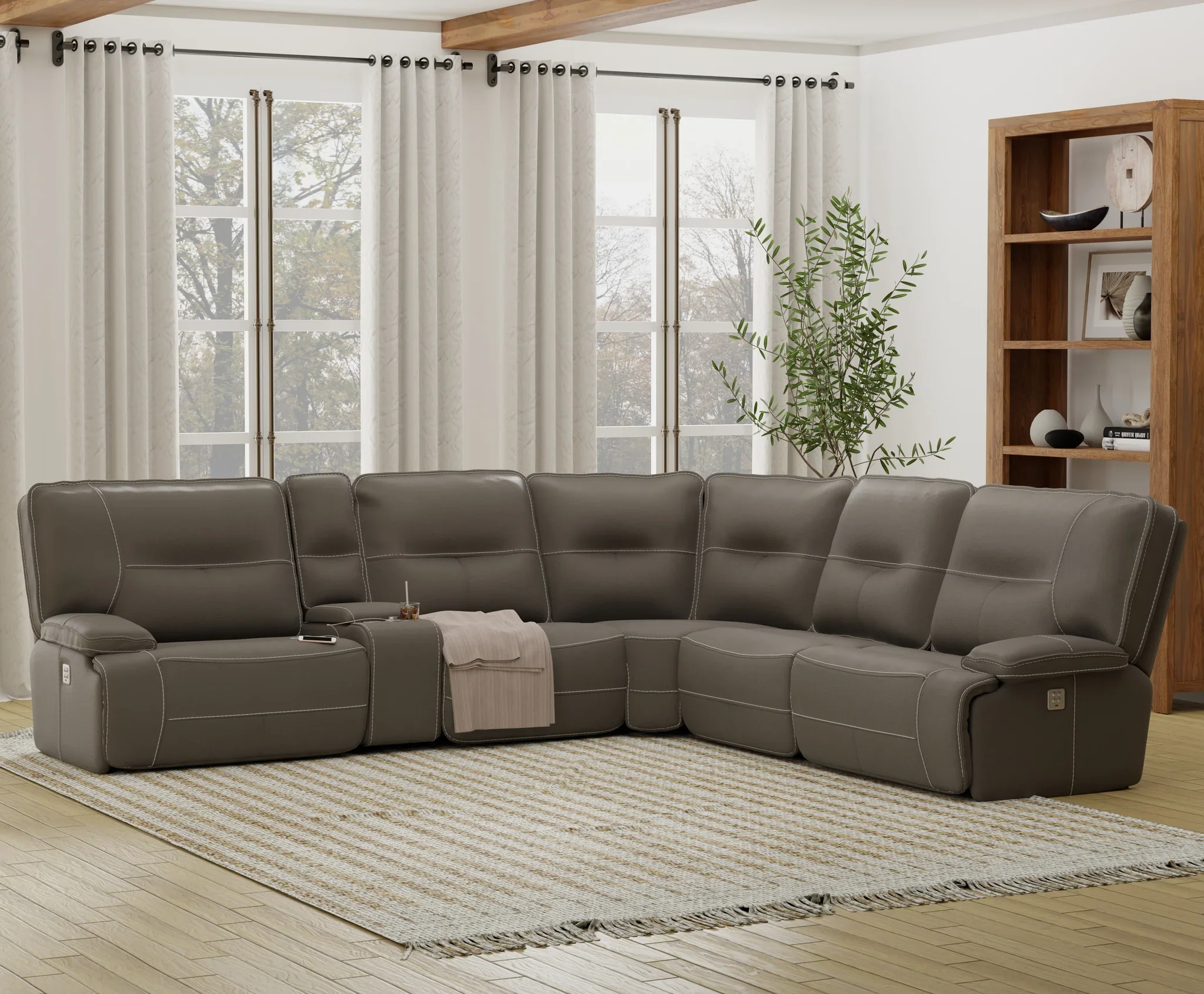 SPARTACUS - HAZE 6PC MODULAR POWER RECLINING SECTIONAL WITH POWER ADJUSTABLE HEADRESTS