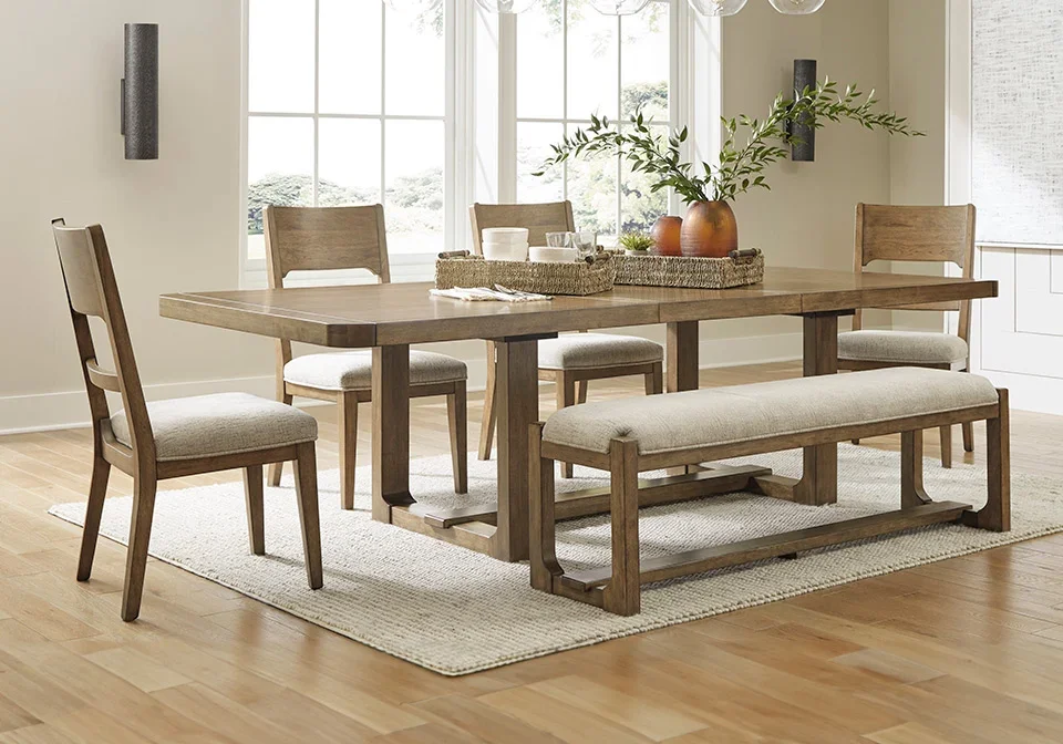 CaBalynn 6pc Dining Set (Table, 4 chairs, 1 bench)