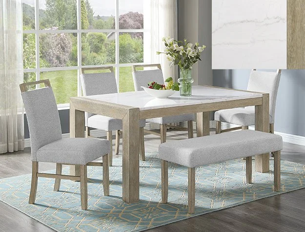 Hazel 6pc Dining Set (Table, 4 chairs, 1 bench)