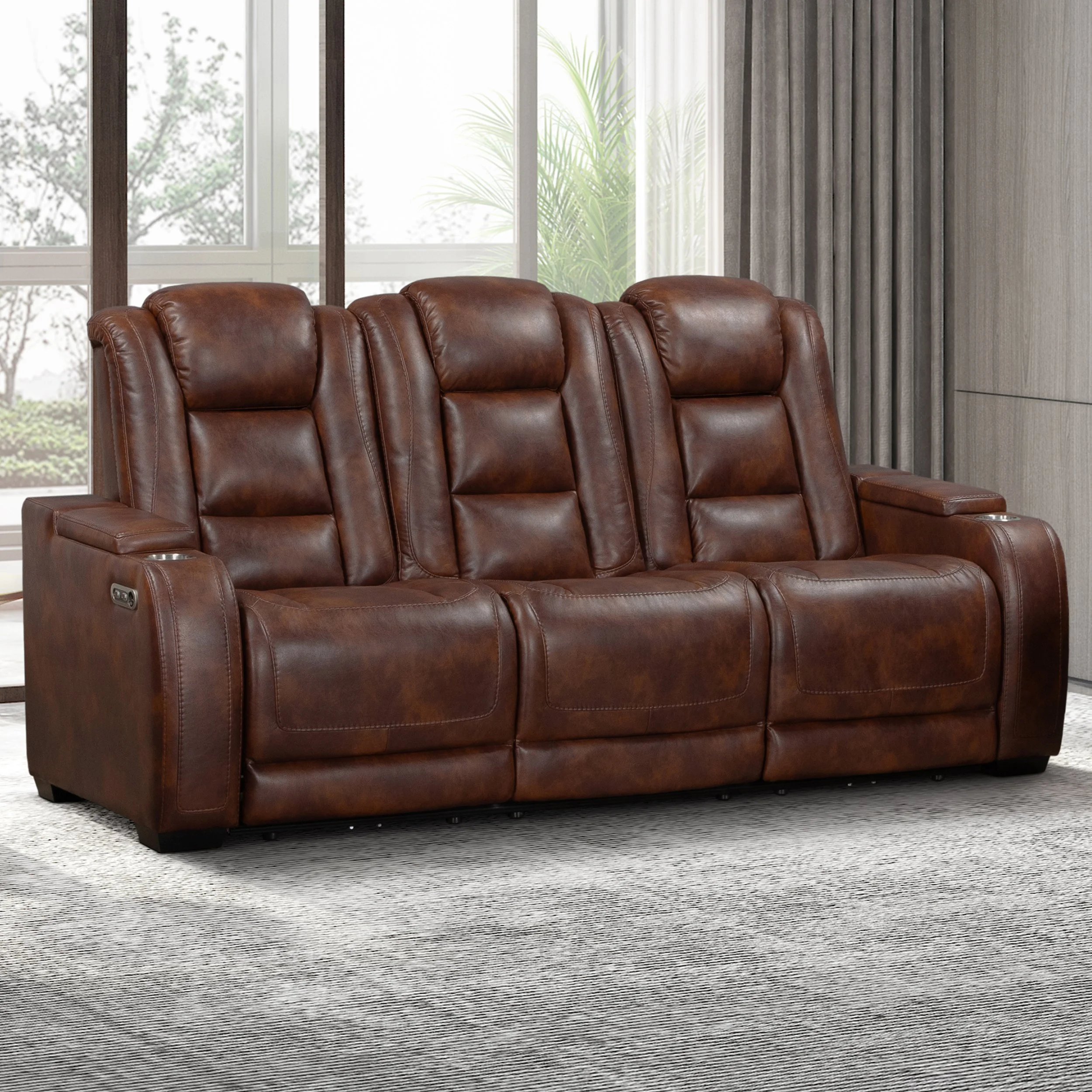 CHESTER RECLINING SOFA-BROWN