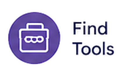Find Tools logo with a briefcase icon and text, set on a dark background.