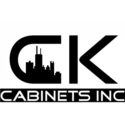 Logo of CK Cabinets Inc. featuring a city skyline inside the letter 'C' with the company name below.
