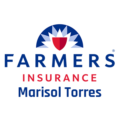 Logo for Farmers Insurance featuring a shield and a stylized sunburst, with text 'Farmers Insurance Marisol Torres'