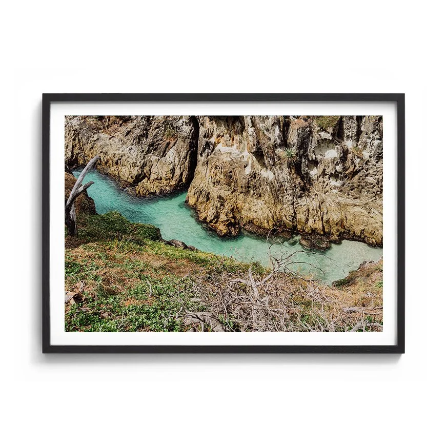 North Stradbroke Island gorge view photograph framed in black