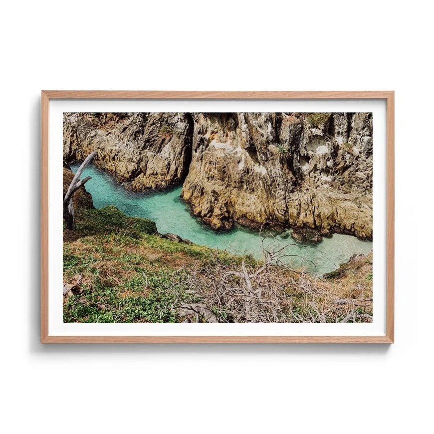 North Stradbroke Island gorge view photograph framed in oak