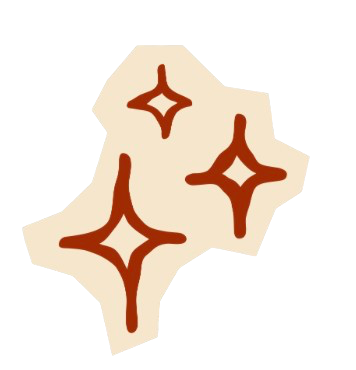 Illustration of three brown sparkling stars on a light background.