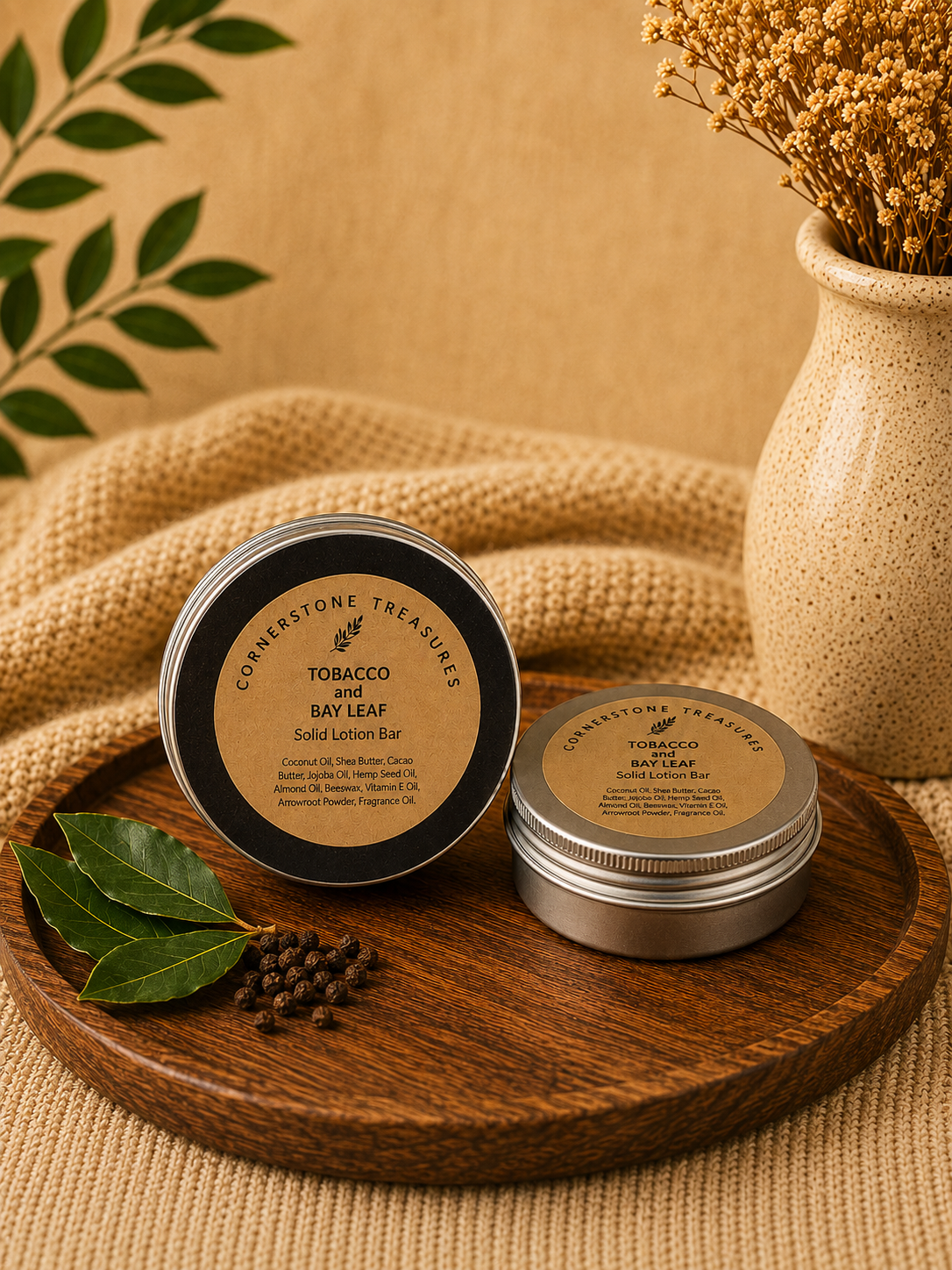Tobacco and Bay Leaf Solid Lotion Bar