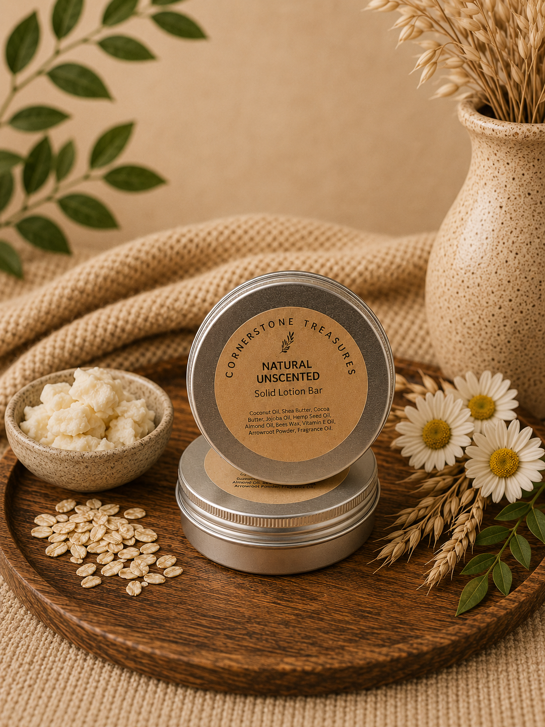 Natural Unscented Solid Lotion Bar