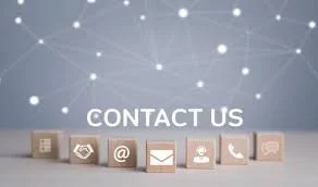Contact us with icons for phone, email, and message below