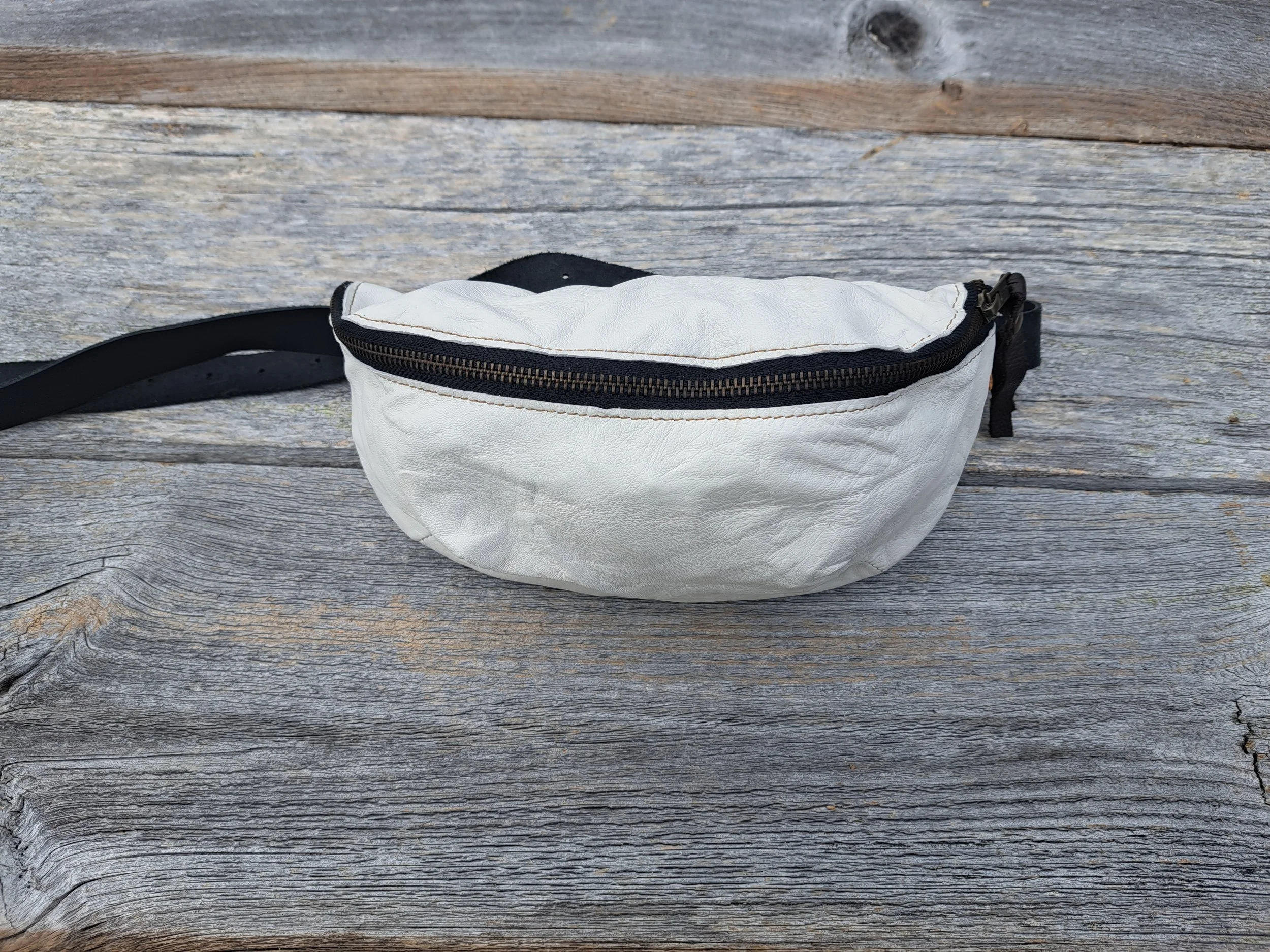 Soft White Leather Fanny Pack