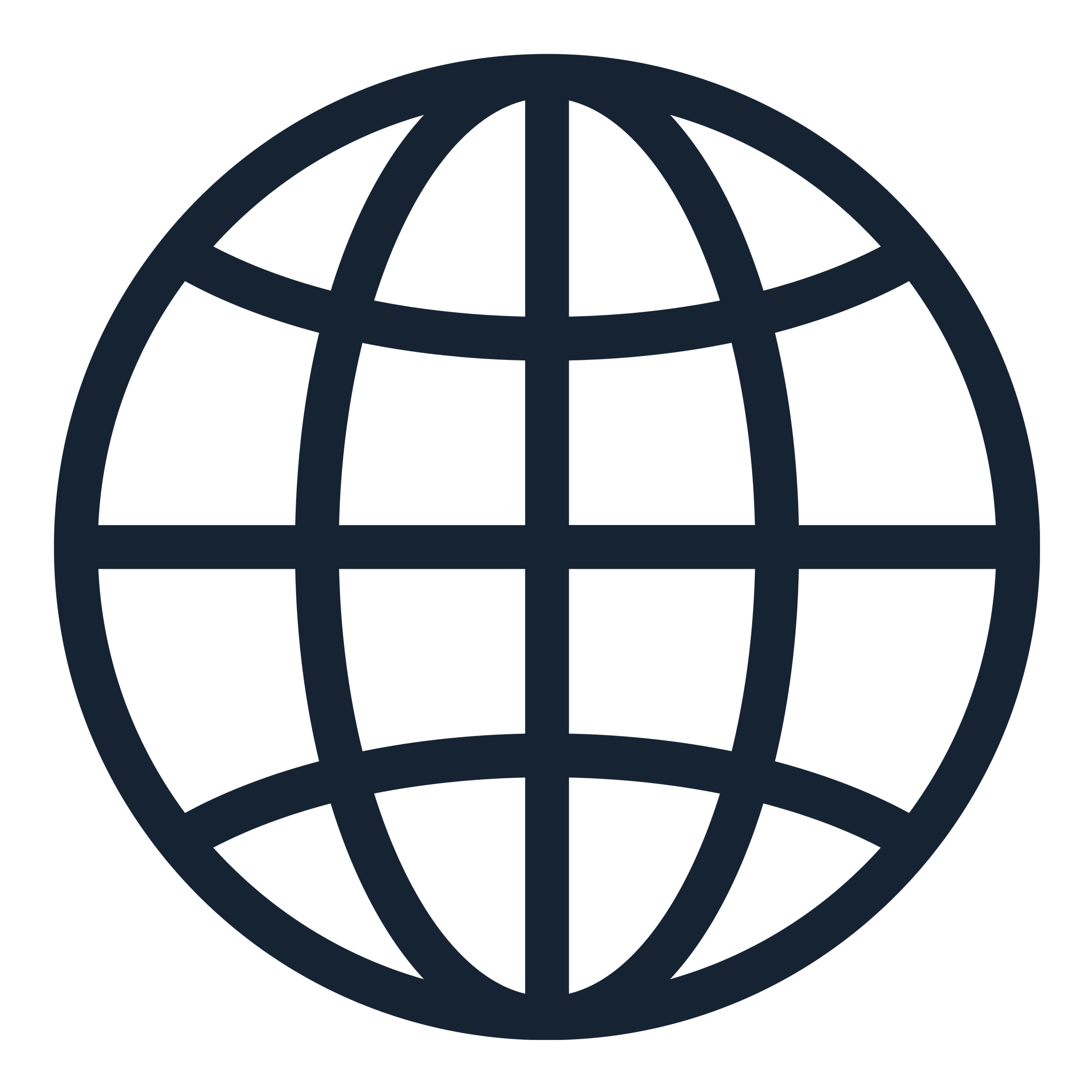 A stylized dark blue globe with grid lines on a black background.