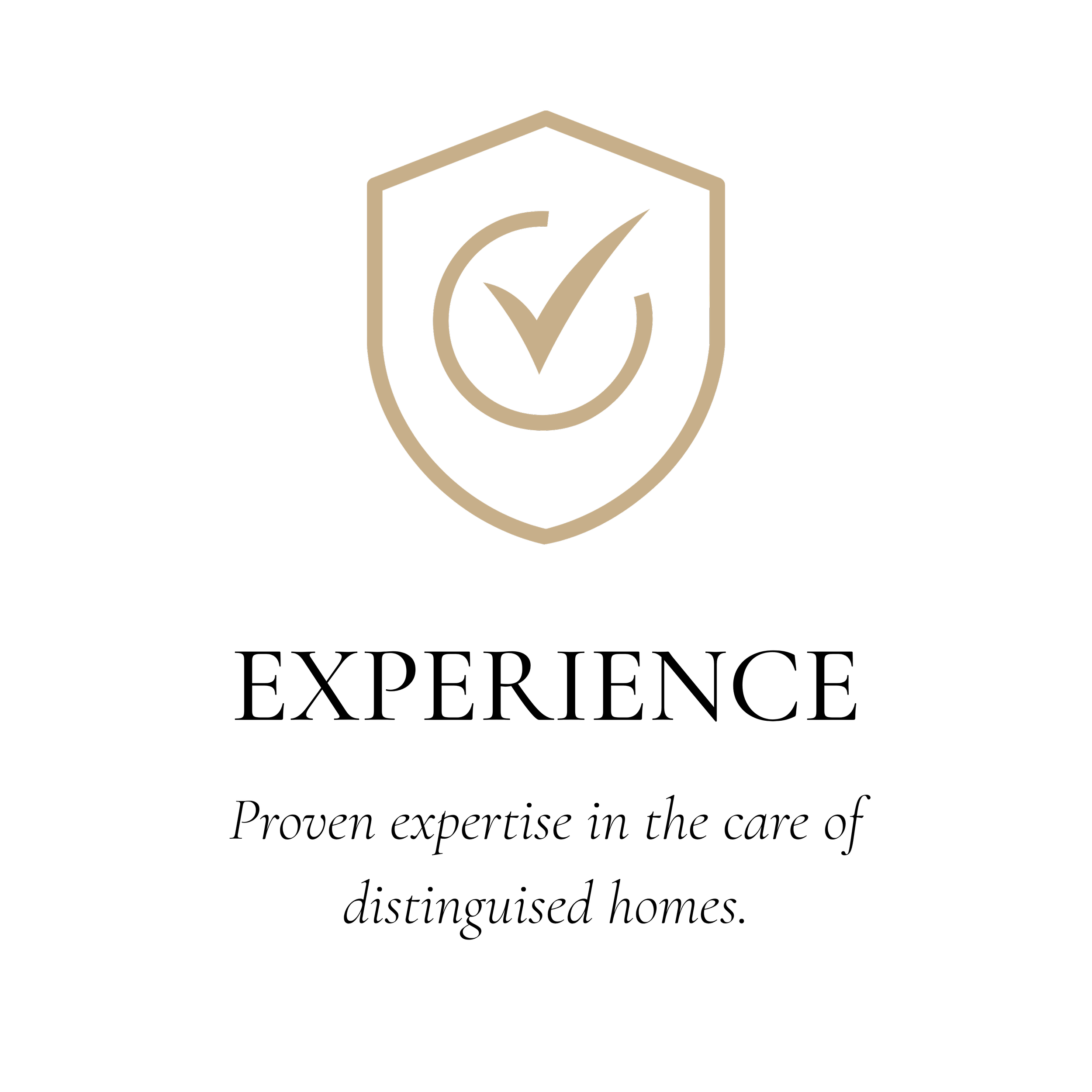 A beige shield emblem with a checkmark inside, on a black background.