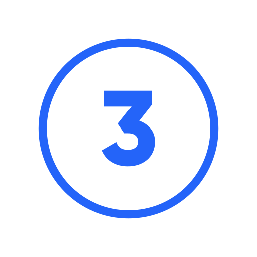 Blue number 3 inside a circle on a white background.