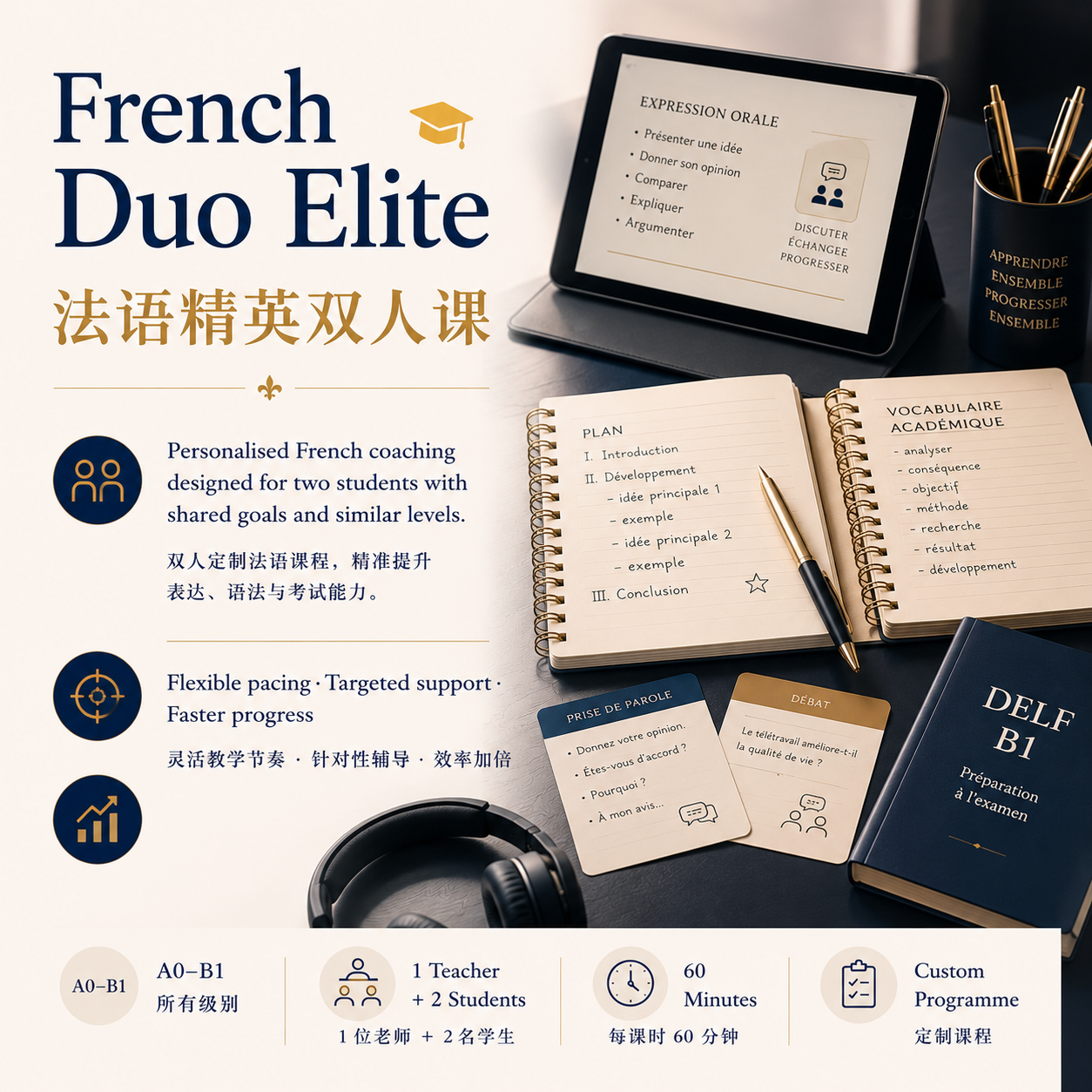 Semi-Private French Lessons 法语精英双人课