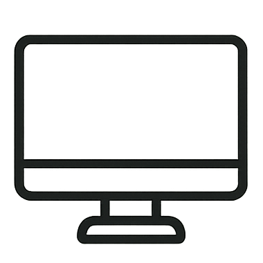 Line drawing of a computer monitor with a stand.