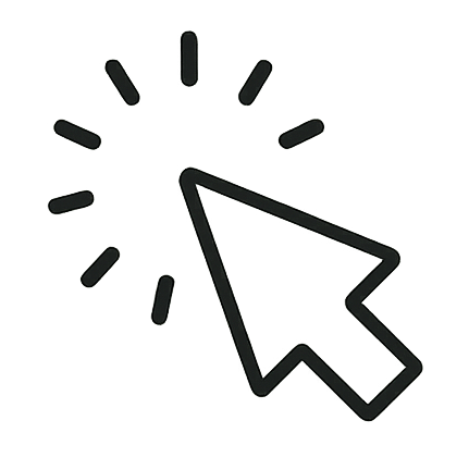 Icon of a computer cursor clicking on a clock or timer symbol.