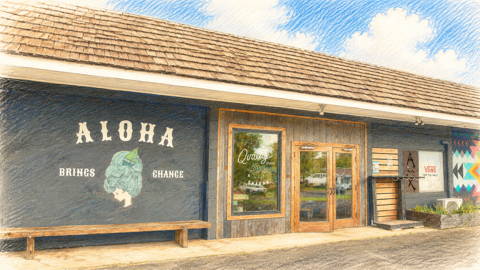 5 minute drive to Aloha Exchange, a local surf, skate, camp, and lifestyle shop in Kalāheo.