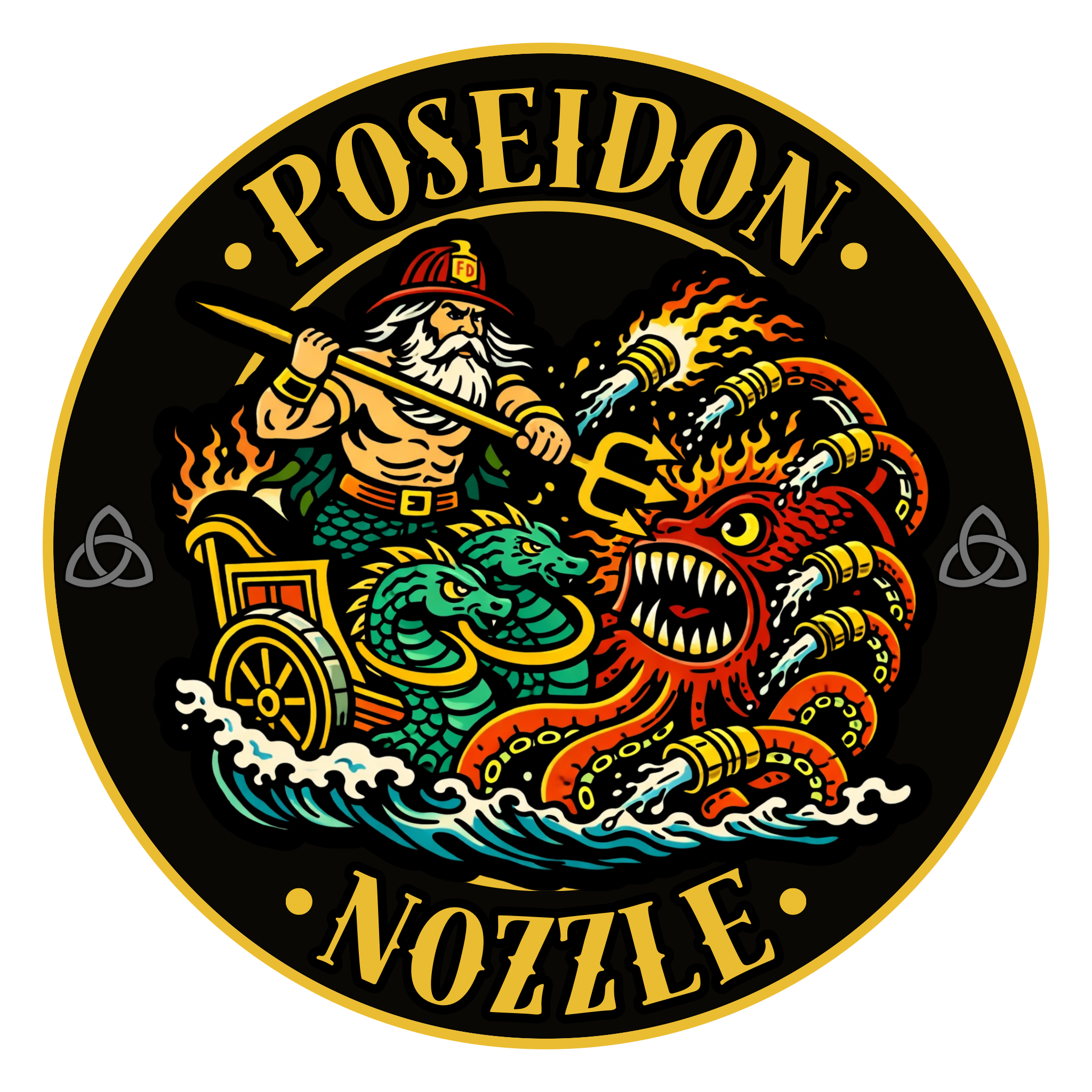 The Poseidon Electric Vehicle/Hybrid car fire nozzles logo