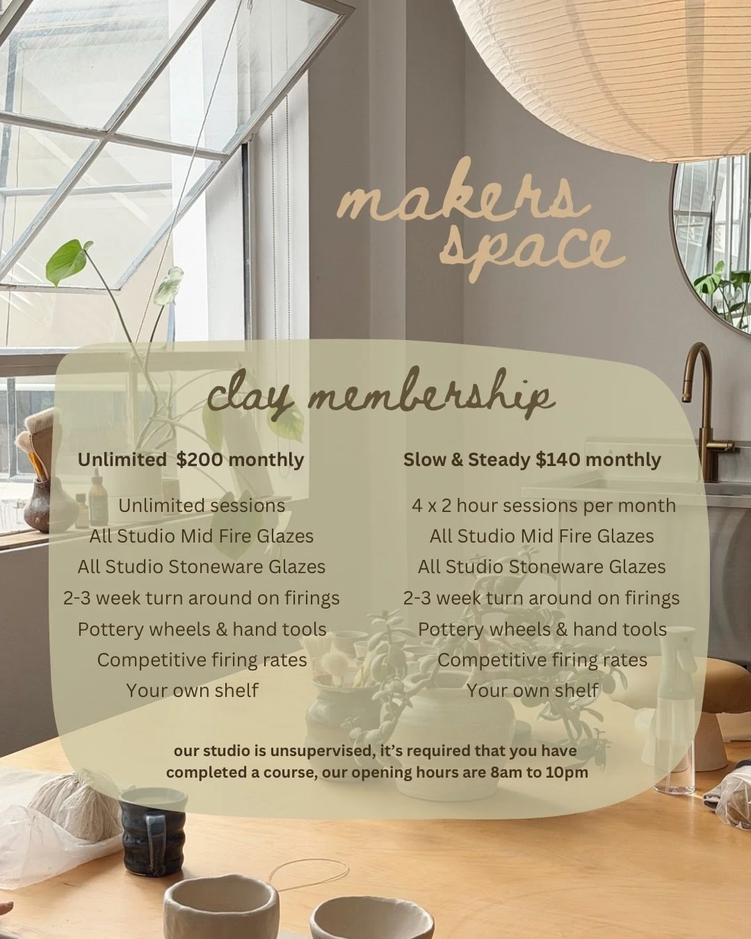 We are taking new members for our private makers space in Crows Nest - a short walk from the metro, a separate studio to our main studio for a peaceful vibe. If you are like me, I need peace and quiet when making, so this studio was created for that 
