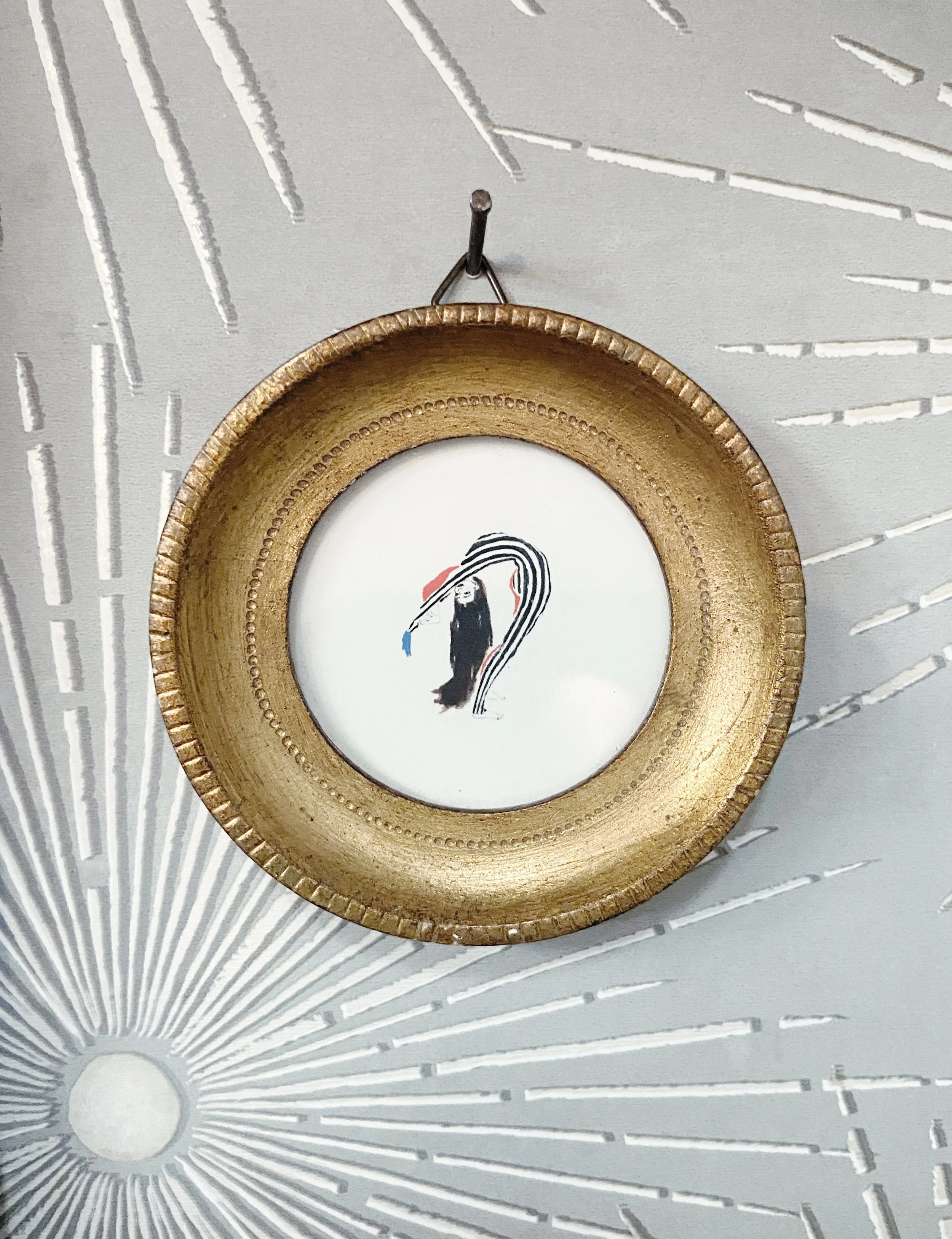 Teeny Tiny Acrobat in Round Vintage Frame