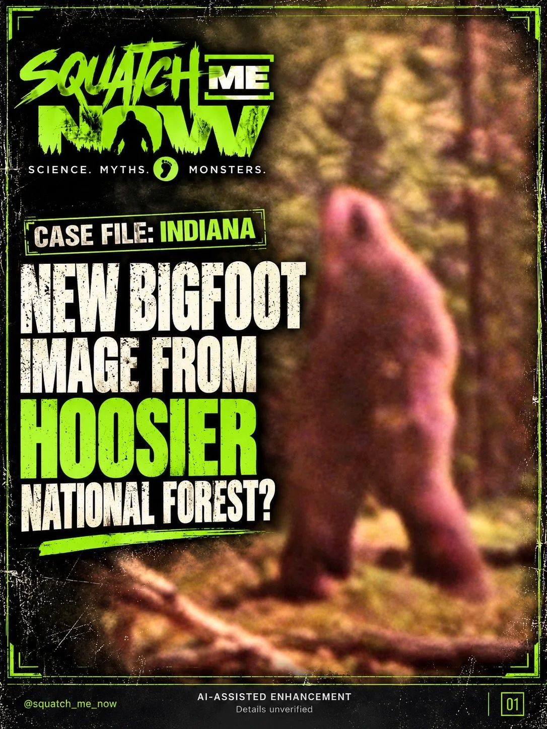 New Bigfoot image from Hoosier National Forest? 👣🫈

👉 Swipe to the end for our animated reconstruction!

The original image was provided to the Rocky Mountain Sasquatch Organization. Thanks to the RMSO for consistently sourcing interesting new ima