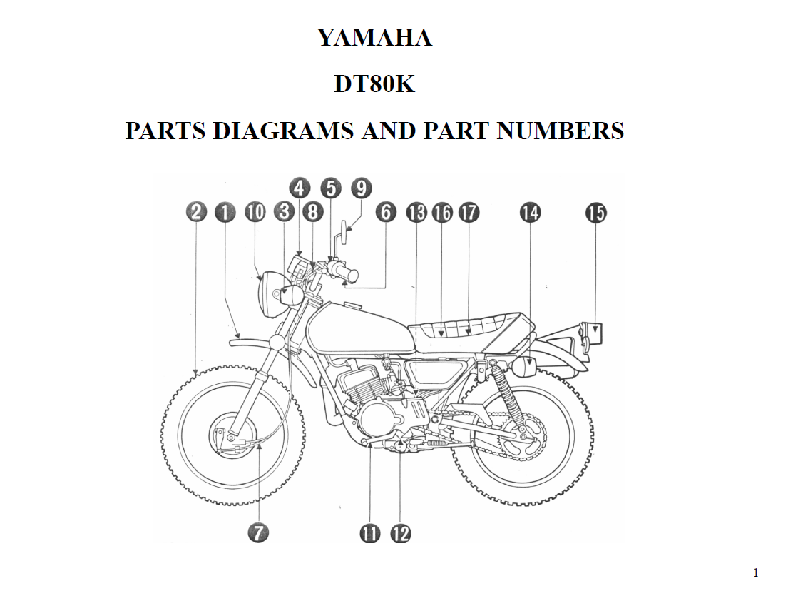 Yamaha DT80K Parts Diagrams and Part Numbers