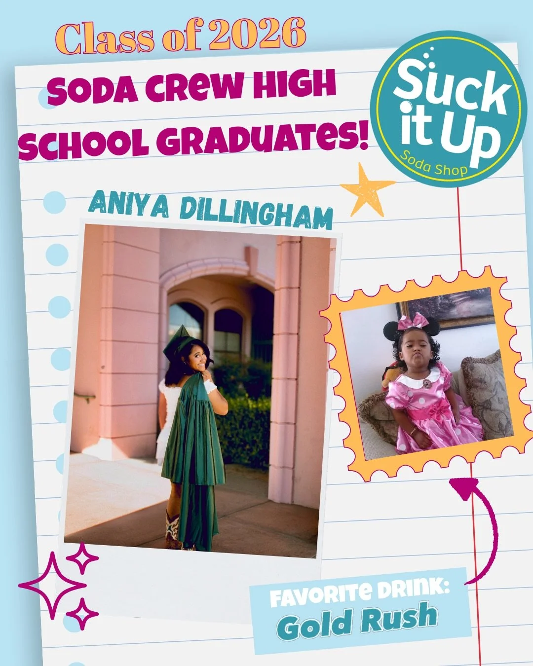 Congrats class of 2026! You are AMAZING! Celebrate graduation with a dirty soda in hand!🎓✨🫧🥤