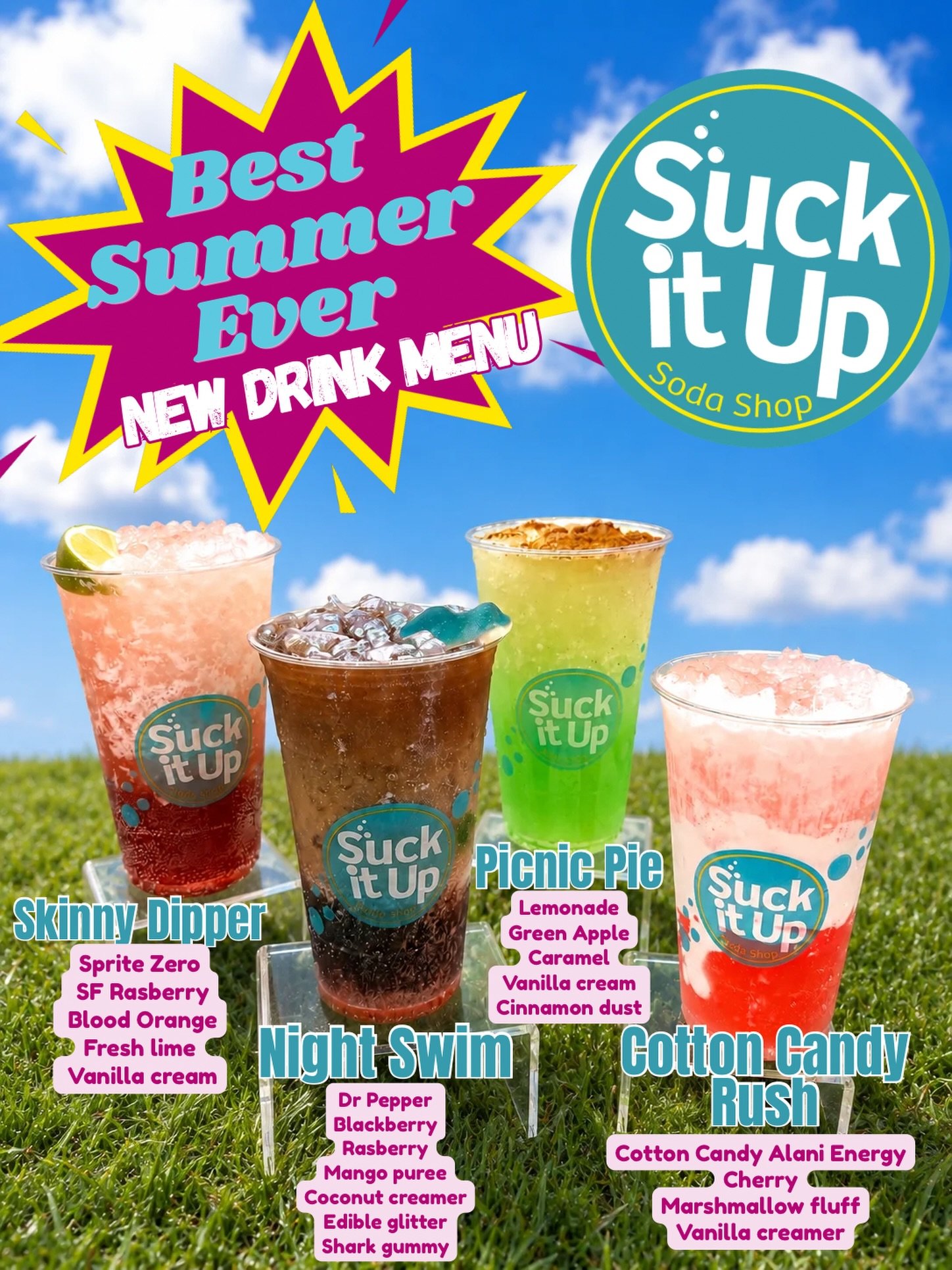It&rsquo;s here! Available to order starting today, June 1st!! 
Make memories this summer while sippin&rsquo; Suck it Up Soda Shop! 

#summerinbakersfield #summer2026 #dirtysodas #bakersfield